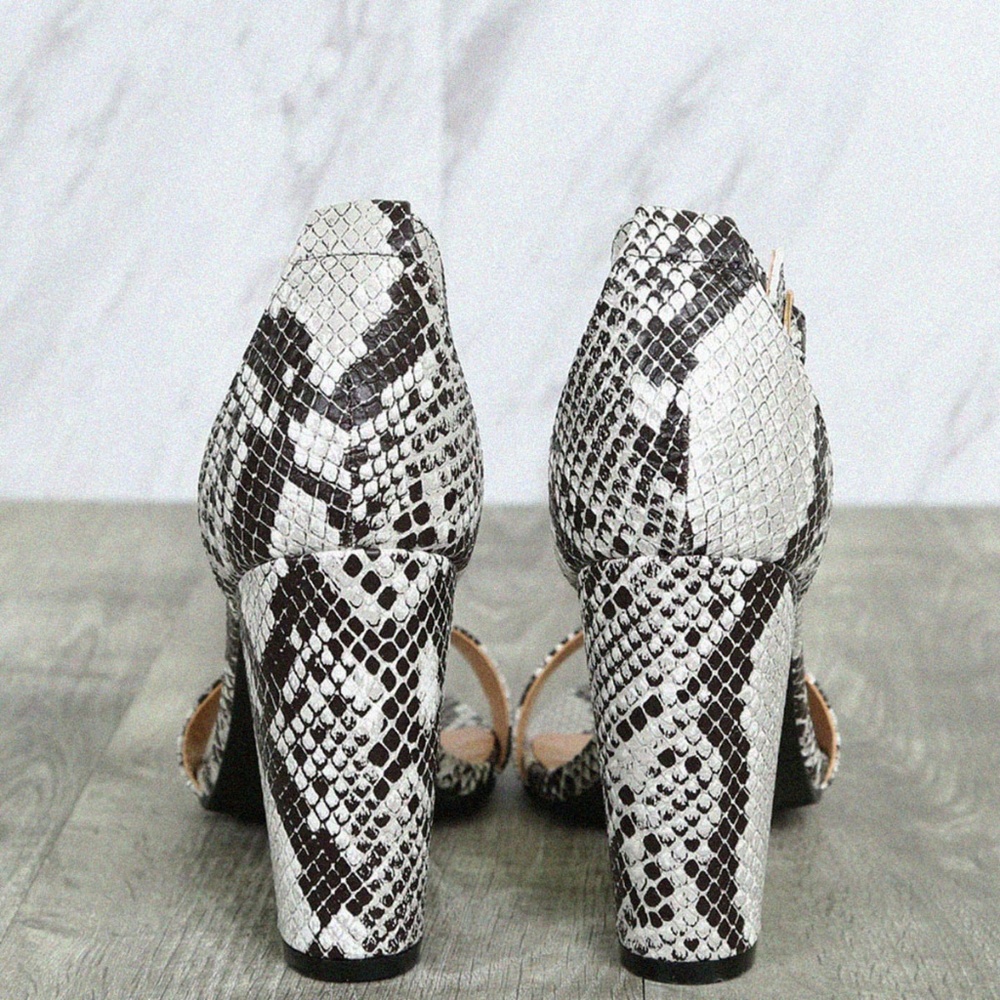 NEW🔥 Snake Open Toe High Heel Sandals Ankle Strap - Picture 5 of 5